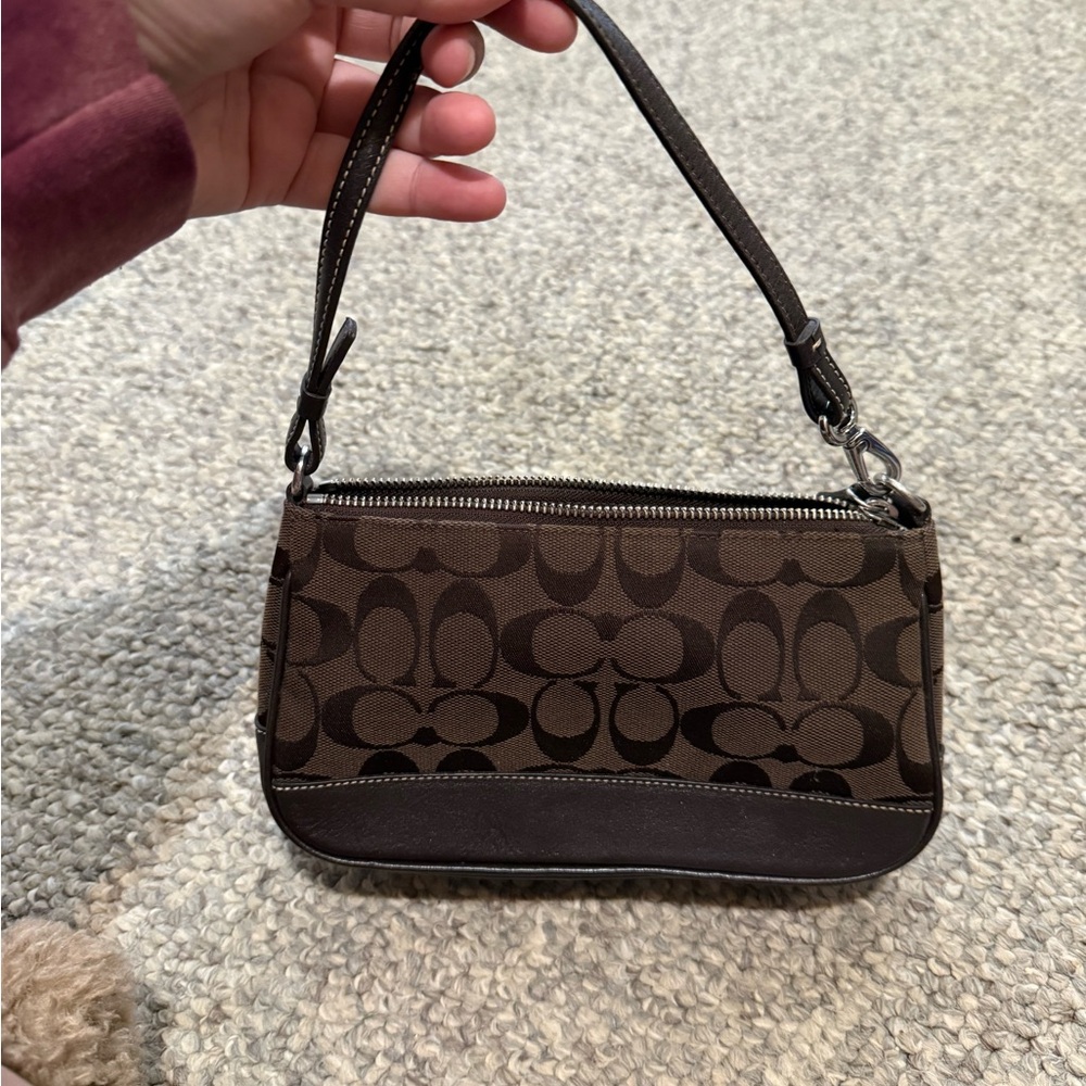 Coach Dark Brown Monogram Shoulder Bag